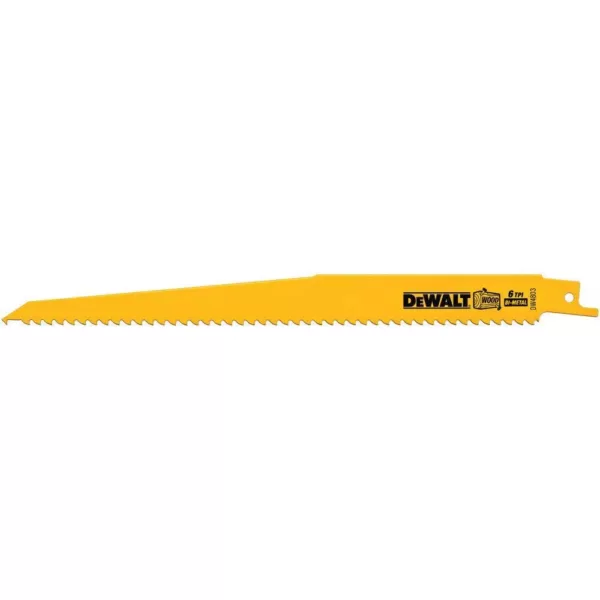 DEWALT 9 in. 6 Teeth per in. Taper Back Bi-Metal Reciprocating Saw Blade (5-Pack)