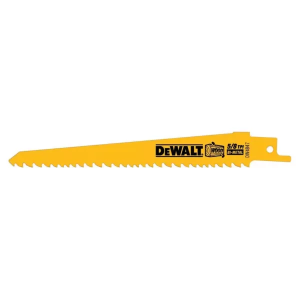 DEWALT 6 in. 5/8 Teeth per in. Taper Back Bi-Metal Reciprocating Saw Blade (5-Pack)