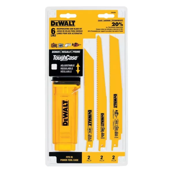 DEWALT Bi-Metal Reciprocating Saw Blade Set with Telescoping Case (6-Piece)