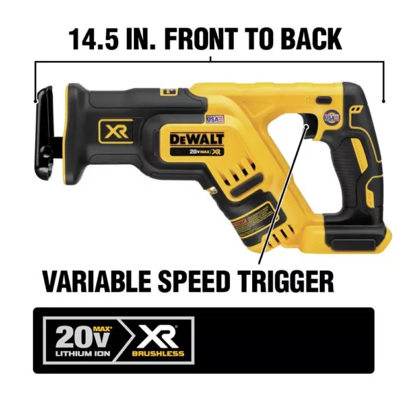 DEWALT 20-Volt MAX XR Cordless Brushless Compact Reciprocating Saw (Tool-Only)