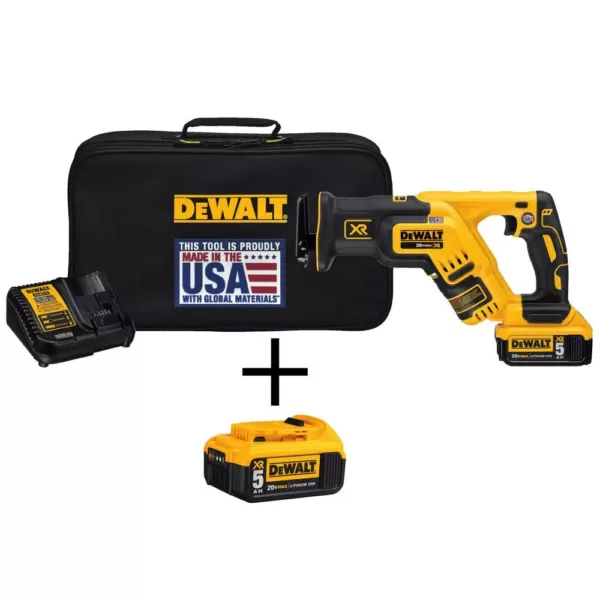 DEWALT 20-Volt MAX XR Cordless Brushless Compact Reciprocating Saw with (2) 20-Volt Batteries 5.0Ah & Charger