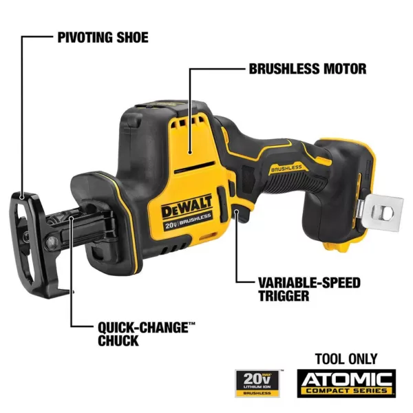 DEWALT ATOMIC 20-Volt MAX Cordless Brushless Compact Reciprocating Saw with (1) 4.0Ah Battery