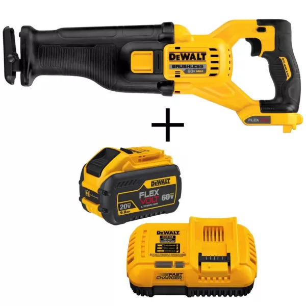 DEWALT FLEXVOLT 60-Volt MAX Cordless Brushless Reciprocating Saw with (1) FLEXVOLT 9.0Ah Battery & Charger