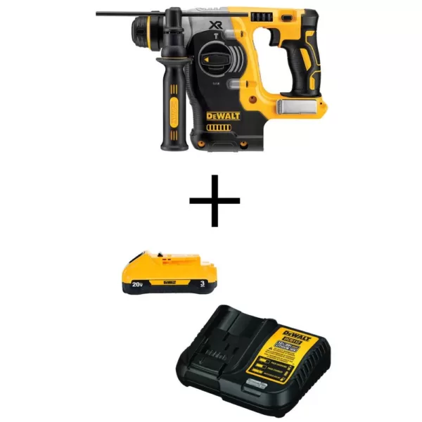 DEWALT 20-Volt MAX XR Cordless Brushless 1 in. SDS Plus L-Shape Rotary Hammer with (1) 20-Volt 3.0Ah Battery & Charger