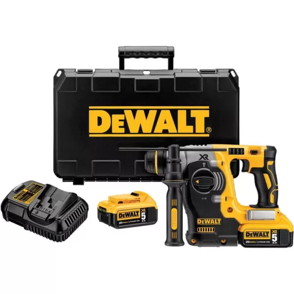 DEWALT 20-Volt MAX XR Cordless Brushless 1 in. SDS Plus L-Shape Rotary Hammer with (2) 20-Volt 5.0Ah Batteries & Charger