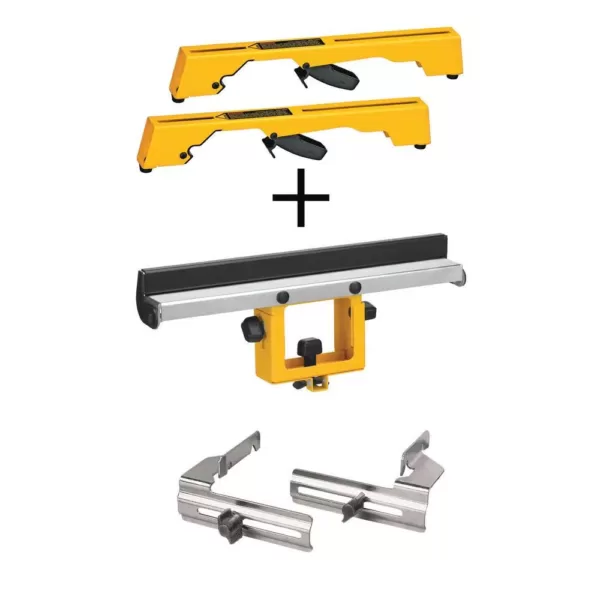 DEWALT Miter Saw Workstation Tool Mounting Brackets with Bonus Wide Miter Saw Stand Material Support and Miter Saw Crown Stops