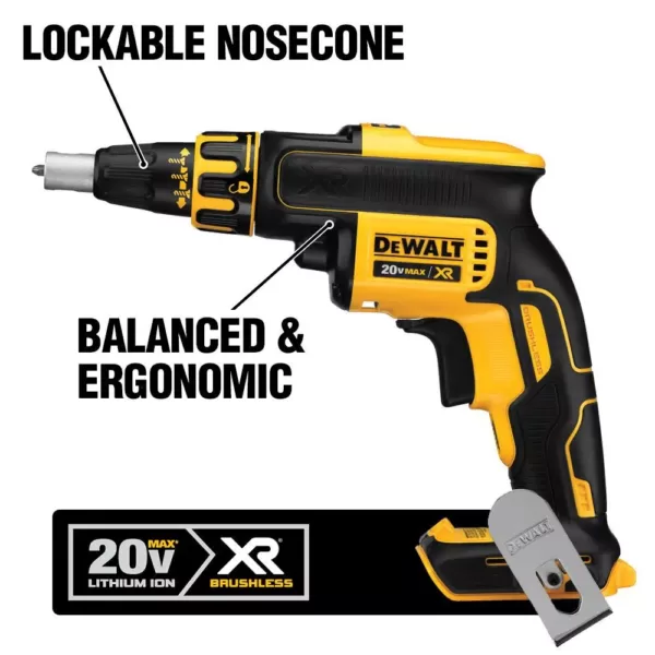 DEWALT 20-Volt MAX XR Cordless Brushless Drywall Screw Gun with (2) 20-Volt 4.0Ah Batteries & Charger