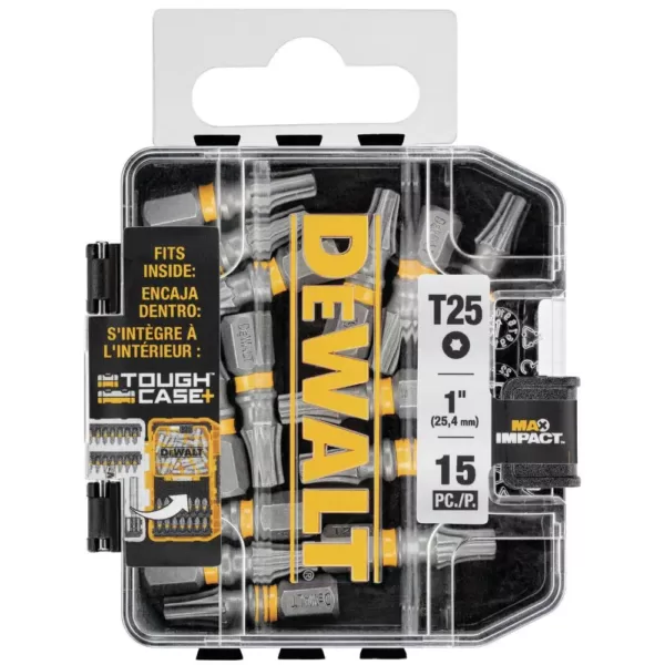 DEWALT MAX IMPACT 1 in. #25 Torx Bit (15-Piece) with Small Bulk Storage Case