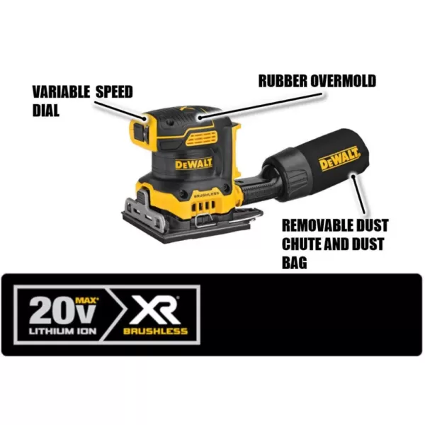 DEWALT 20-Volt MAX XR Cordless Brushless 1/4 Sheet Variable Speed Sander (Tool-Only)