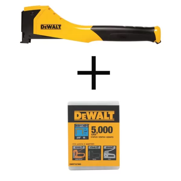 DEWALT Heavy-Duty Hammer Tacker with Bonus 3/8 in. Heavy-Duty Staples (5000-Pack)