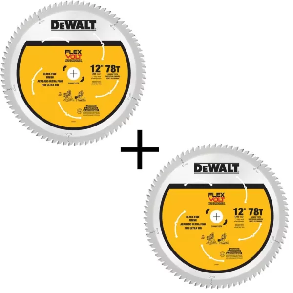 DEWALT FLEXVOLT 12 in. 78-Teeth Carbide-Tipped Miter Saw Blade (2-Pack)