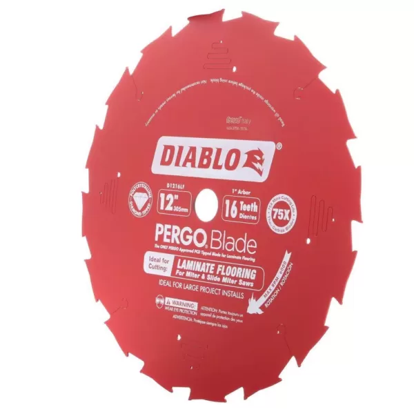 DIABLO 12 in. x 16-Tooth Polycrystalline-Diamond (PCD) Tipped Ultimate Flooring Blade