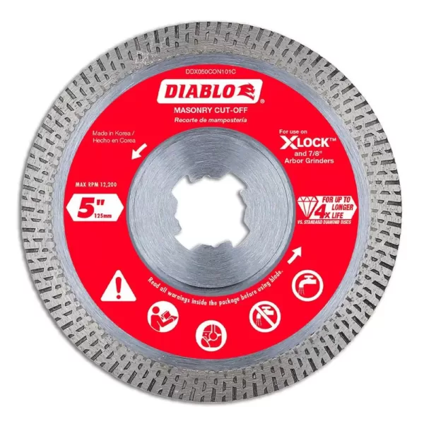 DIABLO 5 in. Diamond Continuous Masonry Cut-Off with X-Lock Arbor