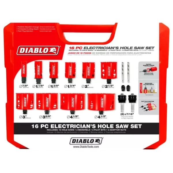 DIABLO Electrician's Bi-Metal Hole Saw Set (16-Piece)