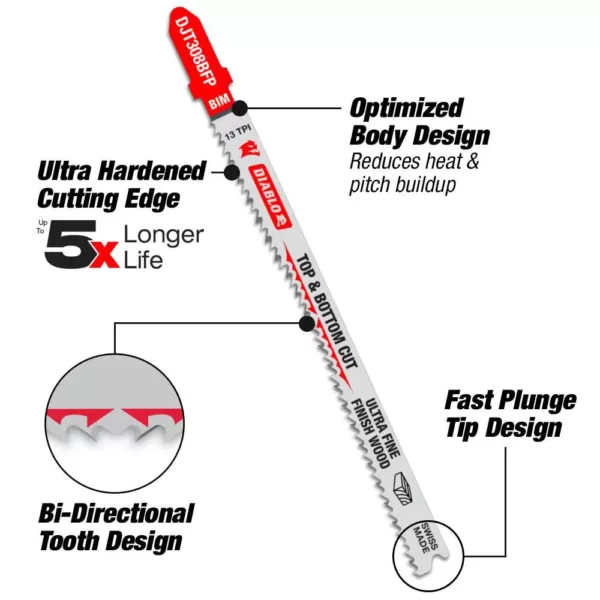 DIABLO 4 in. x 10 TPI Reverse Cut Bi-Metal Jigsaw Blade (5-Pack)