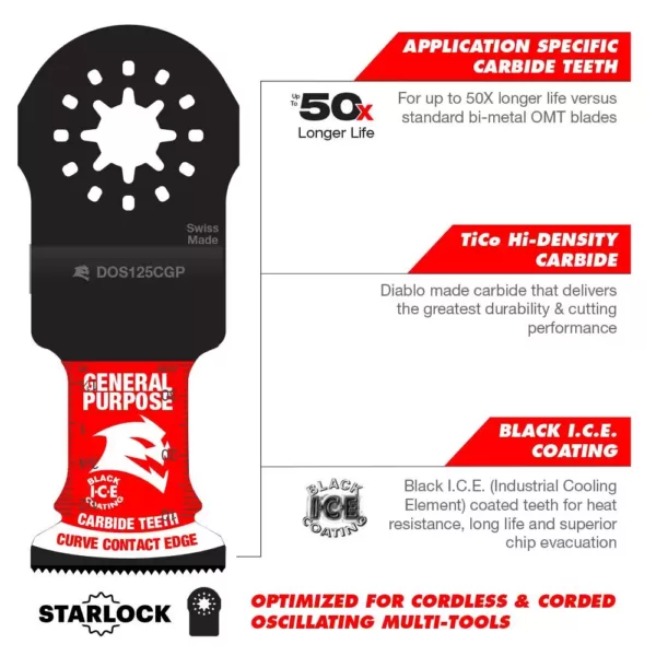 DIABLO 1-1/4 in. Universal Fit Carbide Oscillating Blade for General Purpose Cuts