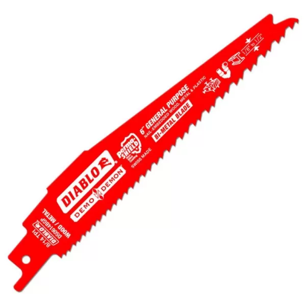 DIABLO 6 in. 8/14 TPI Demo Demon General Purpose Reciprocating Saw Blade (5-Pack)