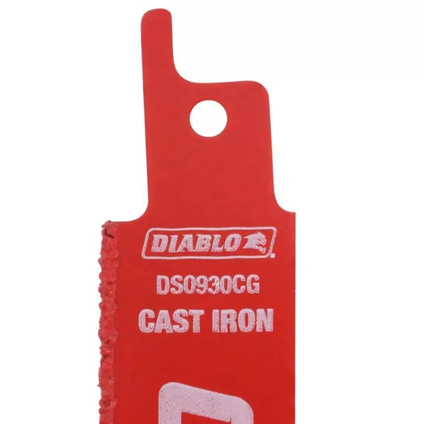 DIABLO 9 in. Carbide Grit Cast Iron Cutting Reciprocating Saw Blade (5-Pack)