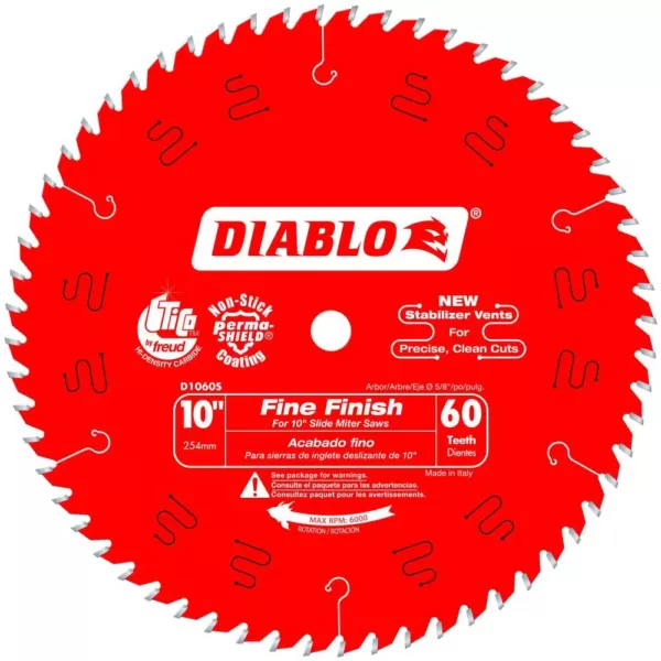 DIABLO 10 in. x 60-Tooth Fine Finish Slide Miter Saw Blade