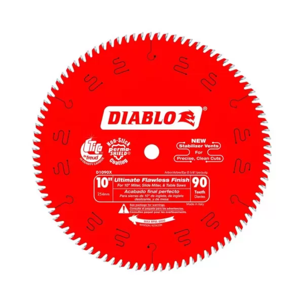 DIABLO 10 in. x 90-Teeth Ultimate Polished Finish Saw Blade