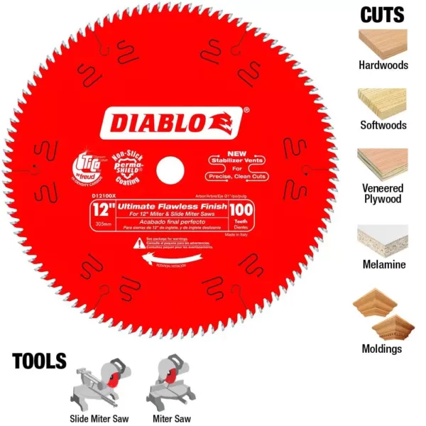 DIABLO 12 in. x 100-Teeth Ultimate Polished Finish Saw Blade