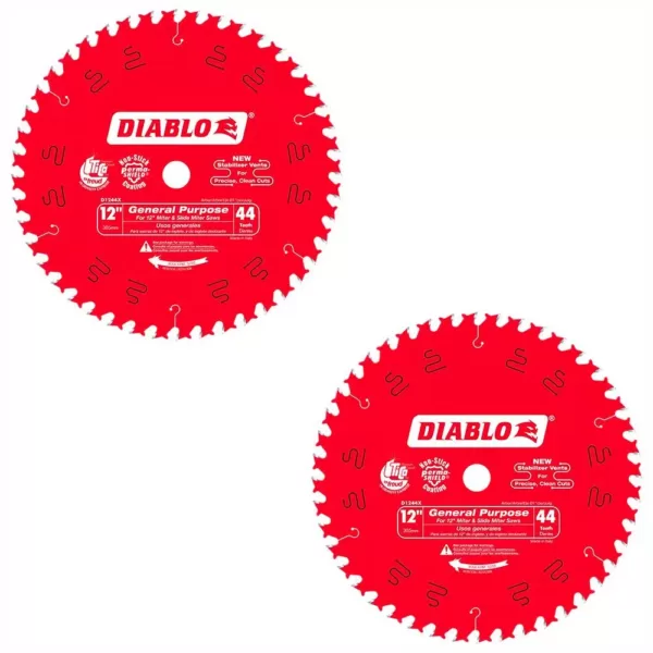 DIABLO 12 in. x 44-Teeth General Purpose Saw Blade (2-Pack)