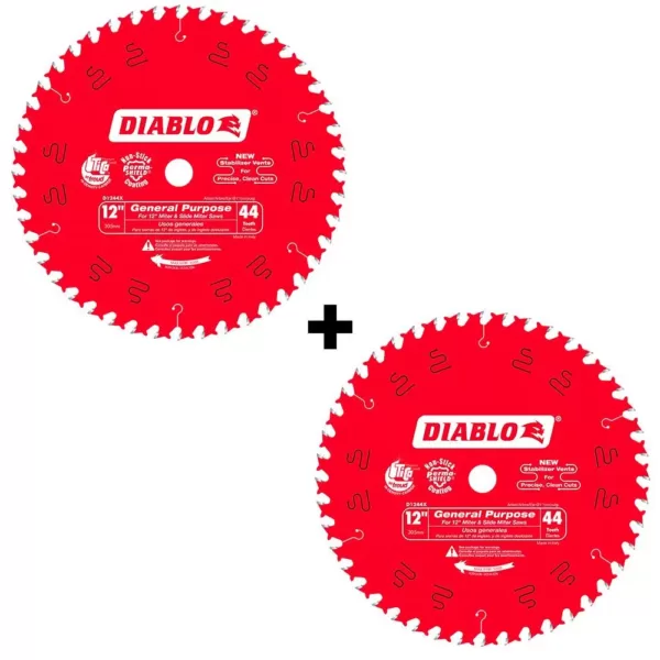 DIABLO 12 in. x 44-Teeth General Purpose Saw Blade (2-Pack)