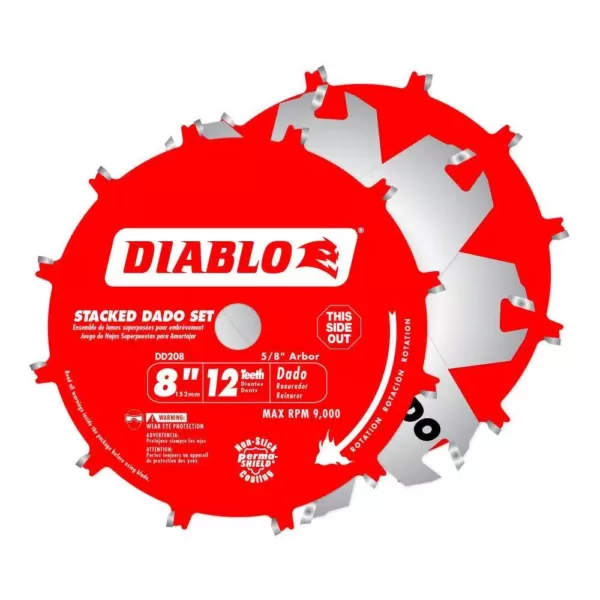 DIABLO 8 in. x 12-Teeth Stacked Dado Saw Blade Set