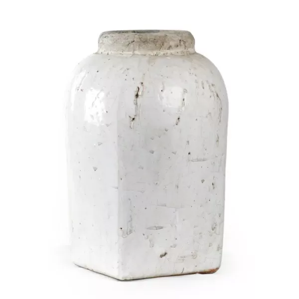 Zentique Stoneware Distressed White Large Decorative Vase