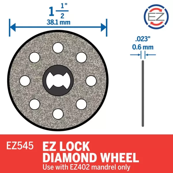 Dremel EZ Lock 1-1/2 in. Rotary Tool Diamond Tile Cutting Wheel for Tile and Ceramic Materials