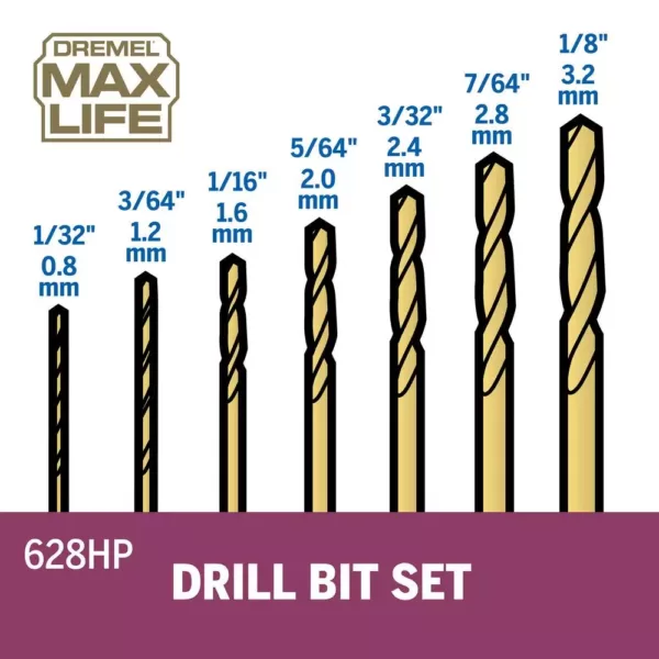 Dremel Rotary Tool Small Drill Bit Set for Metal (7 - Piece)