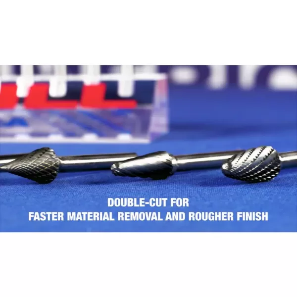 Drill America 5/16 in. x 3/4 in. Cylindrical Solid Carbide Burr Rotary File Bit with 1/4 in. Shank