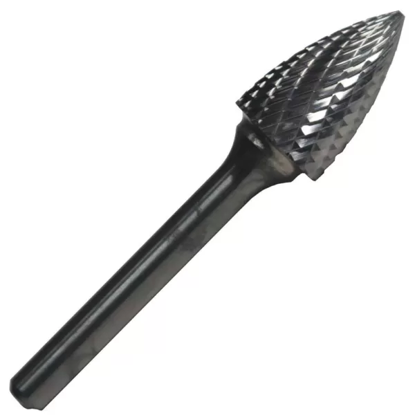 Drill America 1/2 in. x 3/4 in. Tree Pointed End Solid Carbide Burr Rotary File Bit with 1/4 in. Shank