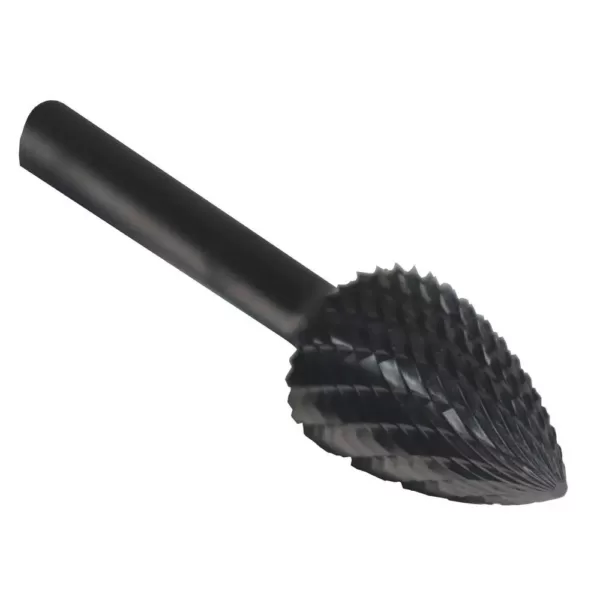 Drill America 3/4 in. x 1-1/2 in. Tree Pointed End Solid Carbide Burr Rotary File Bit with 1/4 in. Shank