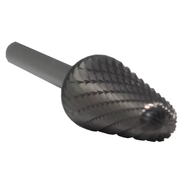 Drill America 5/8 in. x 1-5/16 in. Cone Solid Carbide Burr Rotary File Bit with 1/4 in. Shank