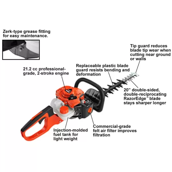 ECHO 20 in. 21.2 cc Gas 2-Stroke Cycle Hedge Trimmer