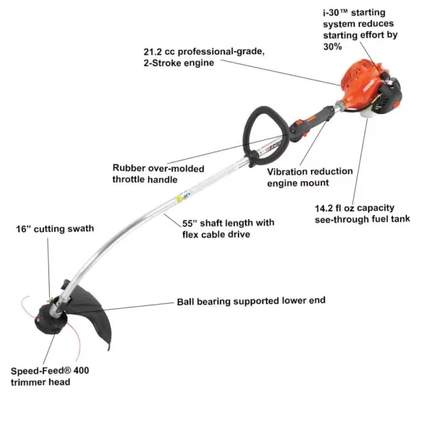 ECHO 21.2 cc Gas 2-Stroke Cycle Curved Shaft Trimmer