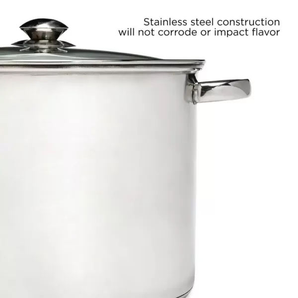 Ecolution Pure Intentions 16 qt. Stainless Steel Stock Pot in Polished Stainless Steel with Glass Lid