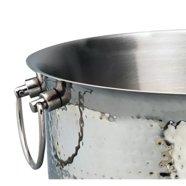 Elegance 3.75 Gal. Hammered Stainless Steel Party Tub with Double Wall Insulation