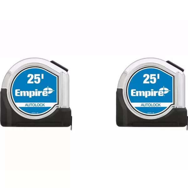 Empire 25 ft. Chrome Auto Lock Tape Measure (2-Pack)