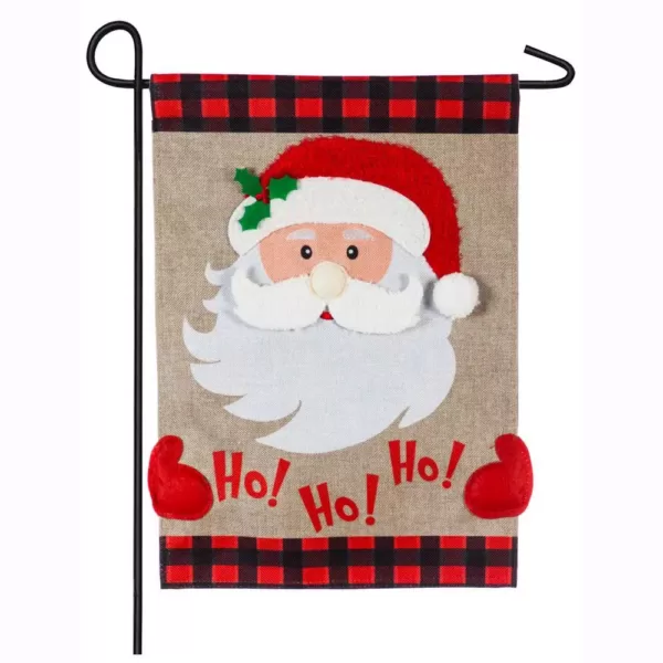 Evergreen 18 in. x 12.5 in. Ho Ho Ho Santa Garden Burlap Flag