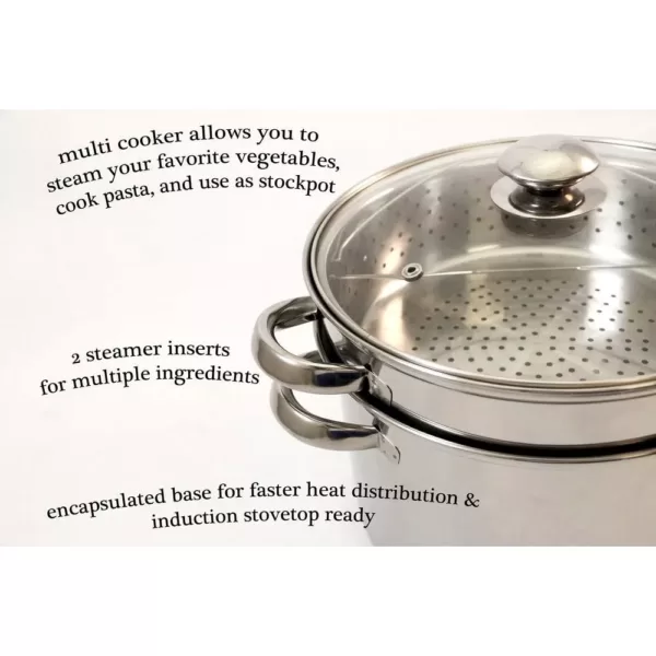 ExcelSteel 4-Piece 12 Qt. Professional 18/10 Stainless Steel Multi-Cooker with Lid