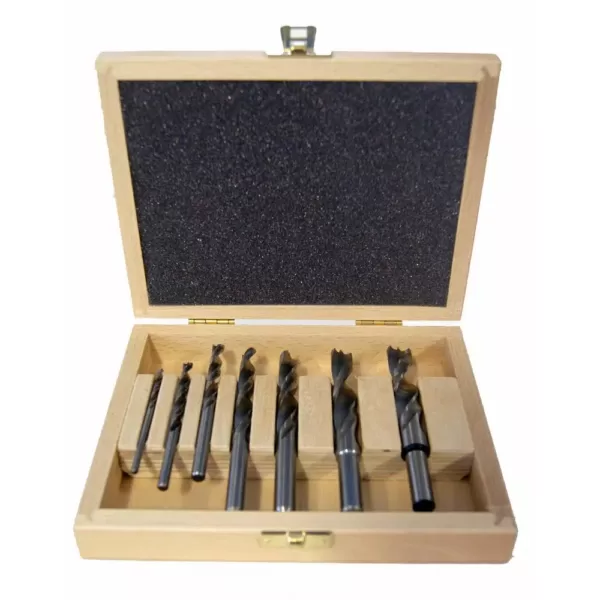 Fisch High Speed Steel Double Flute Brad Point Drill Set in Wooden Box (7-Piece)