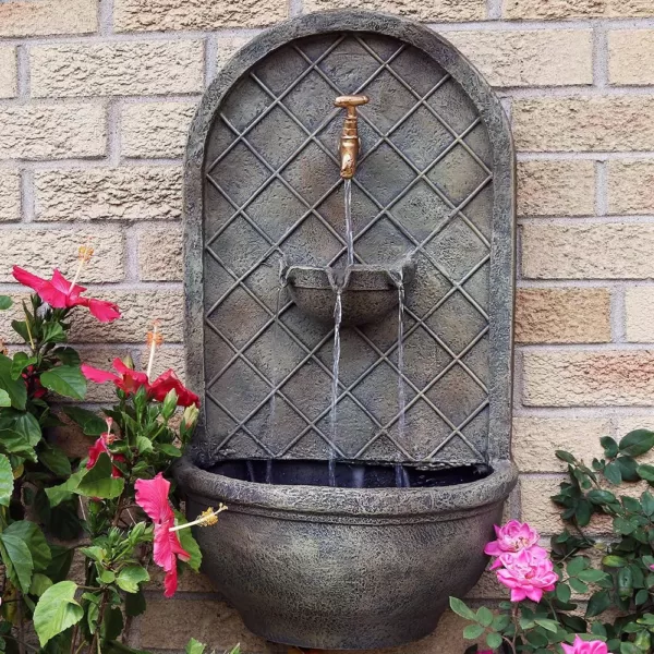 Sunnydaze Decor Messina Florentine Stone Electric Powered Wall Fountain