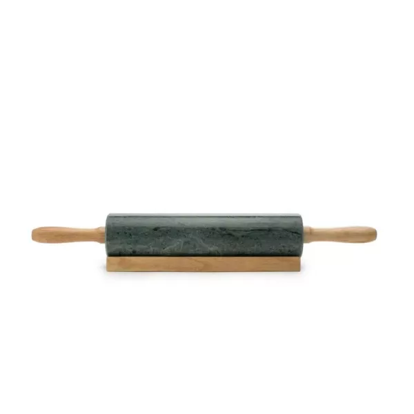 Fox Run Green MRBL Rolling Pin/Base