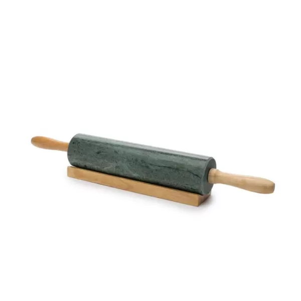 Fox Run Green MRBL Rolling Pin/Base