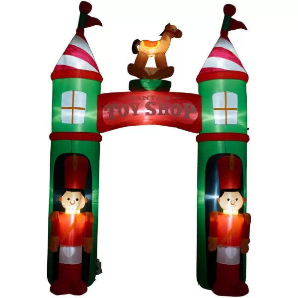 Fraser Hill Farm 10 ft. Santa's Toy Shop Archway Inflatable with Lights