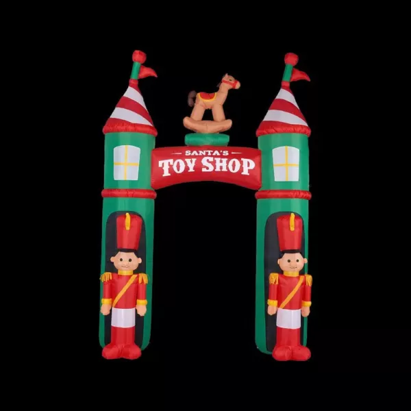 Fraser Hill Farm 10 ft. Santa's Toy Shop Archway Inflatable with Lights