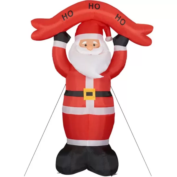 Fraser Hill Farm 10 ft. Santa Claus with HO HO HO Sign Christmas Inflatable with Lights