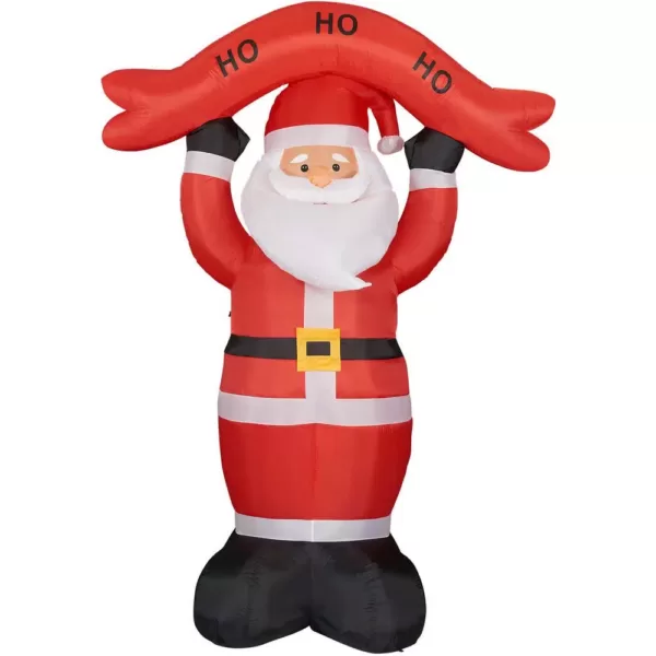 Fraser Hill Farm 10 ft. Santa Claus with HO HO HO Sign Christmas Inflatable with Lights